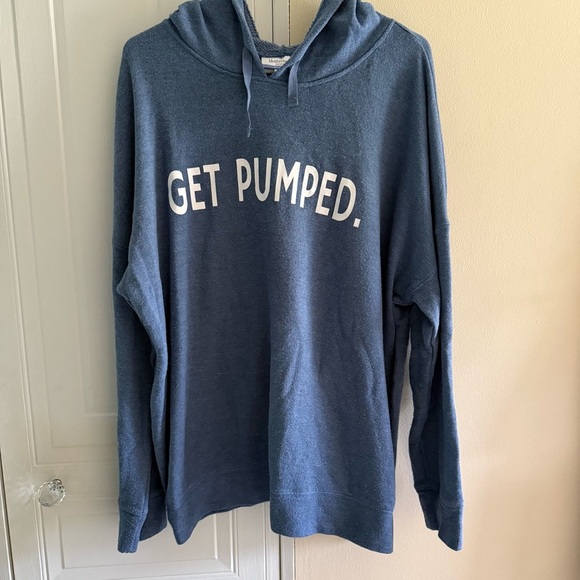 Motherhood Maternity Tops - Motherhood Maternity Nursing Get Pumped Blue Hoodie XL Zip down sides